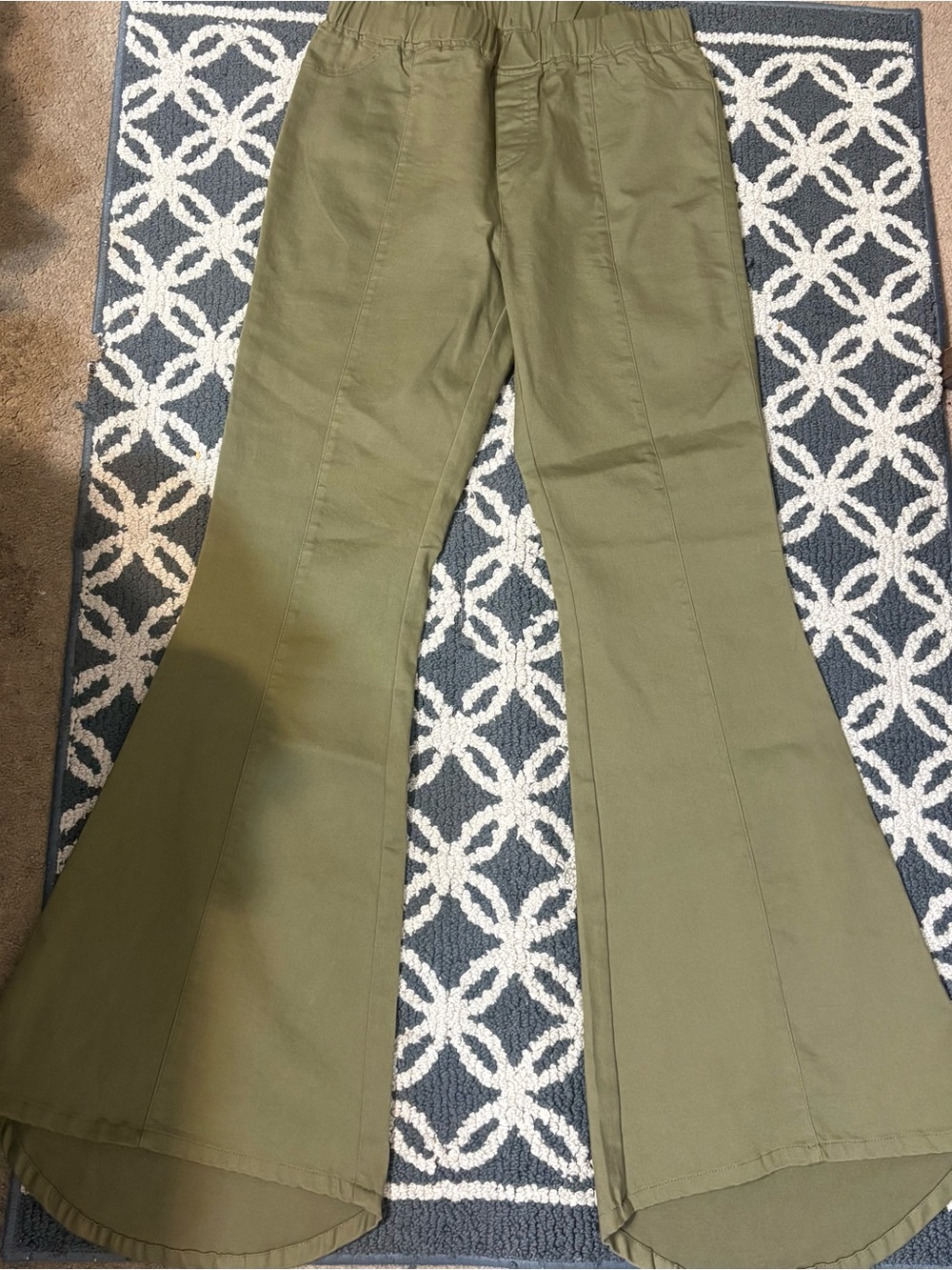 Umgee Pants Green Bell Bottom Flare Elastic Waistband
